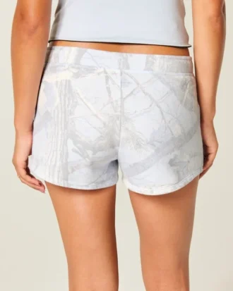 Blå kamouflagefleece-minishorts