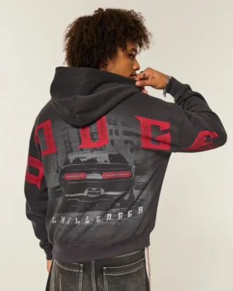 Boxig Dodge Challenger-hoodie med tryck