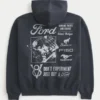 Boxig hoodie med dragkedja och Ford-grafik Boxig hoodie med dragkedja och Ford-grafik