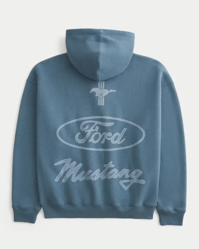 Boxig hoodie med dragkedja och Ford Mustang-tryck Boxig hoodie med dragkedja och Ford Mustang-tryck