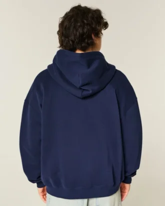 Boxig hoodie med dragkedja och nummergrafik