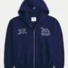 Boxig hoodie med dragkedja och Penn State University Nittany Lions-grafik Boxig hoodie med dragkedja och Penn State University Nittany Lions-grafik