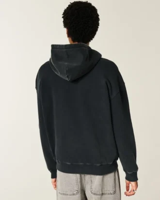 Boxig hoodie med dragkedja och spindelgrafik
