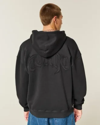 Boxig hoodie med dragkedja och Tokyo-tryck