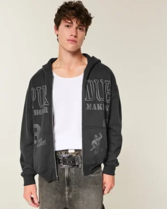 Boxig hoodie med dragkedja och tryck från Purdue University Boilermakers