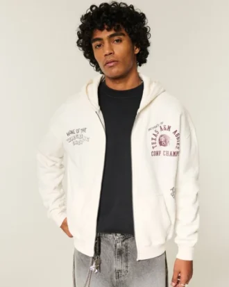 Boxig hoodie med dragkedja och tryck från Texas A&M University