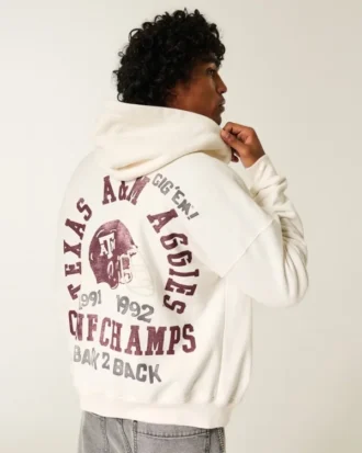 Boxig hoodie med dragkedja och tryck från Texas A&M University