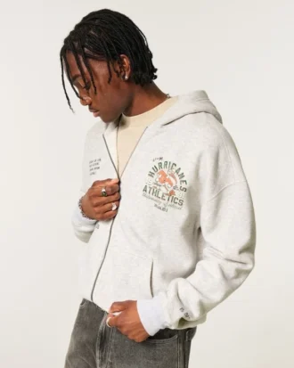 Boxig hoodie med dragkedja och tryck från University of Miami Hurricanes