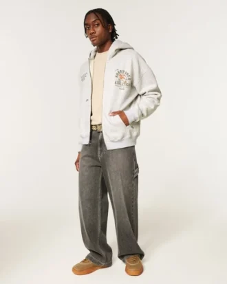 Boxig hoodie med dragkedja och tryck från University of Miami Hurricanes