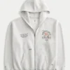 Boxig hoodie med dragkedja och tryck från University of Miami Hurricanes Boxig hoodie med dragkedja och tryck från University of Miami Hurricanes