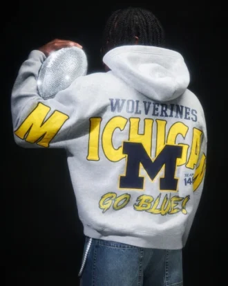 Boxig hoodie med dragkedja och tryck från University of Michigan Wolverines