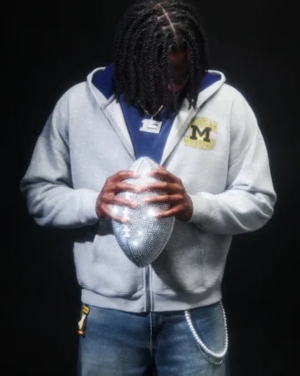 Boxig hoodie med dragkedja och tryck från University of Michigan Wolverines