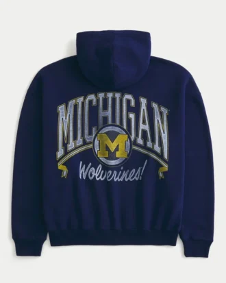 Boxig hoodie med dragkedja och tryck från University of Michigan Wolverines
