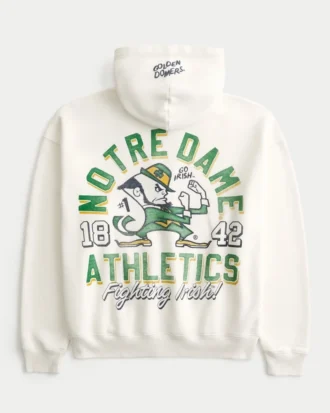 Boxig hoodie med dragkedja och tryck från University of Notre Dame Fighting Irish