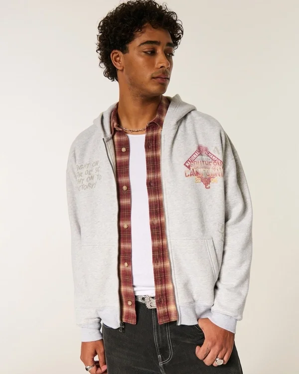 Boxig hoodie med dragkedja och tryck från University of Southern California Trojans Boxig hoodie med dragkedja och tryck från University of Southern California Trojans