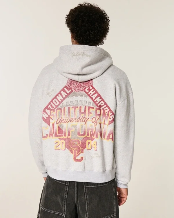 Boxig hoodie med dragkedja och tryck från University of Southern California Trojans Boxig hoodie med dragkedja och tryck från University of Southern California Trojans