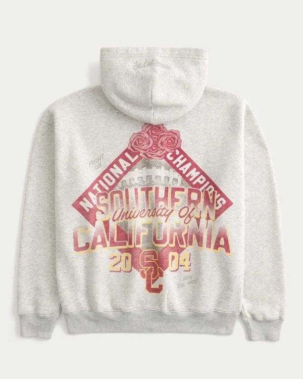 Boxig hoodie med dragkedja och tryck från University of Southern California Trojans Boxig hoodie med dragkedja och tryck från University of Southern California Trojans