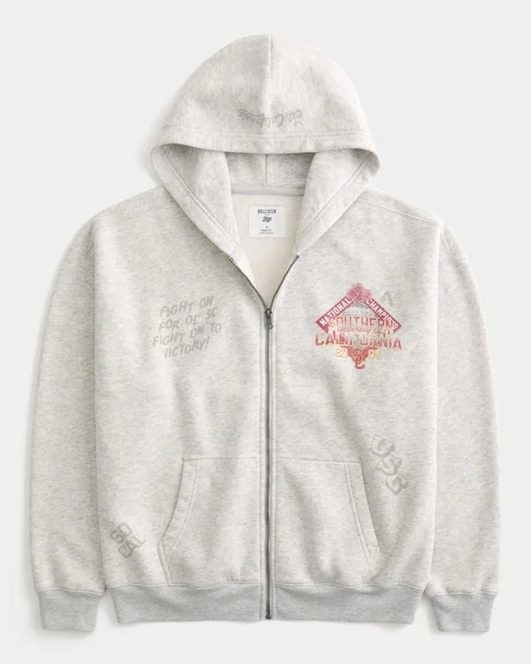 Boxig hoodie med dragkedja och tryck från University of Southern California Trojans Boxig hoodie med dragkedja och tryck från University of Southern California Trojans