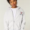 Boxig hoodie med dragkedja och University of Virginia-tryck Boxig hoodie med dragkedja och University of Virginia-tryck