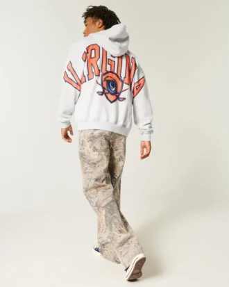 Boxig hoodie med dragkedja och University of Virginia-tryck