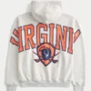 Boxig hoodie med dragkedja och University of Virginia-tryck Boxig hoodie med dragkedja och University of Virginia-tryck