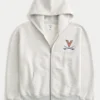 Boxig hoodie med dragkedja och University of Virginia-tryck Boxig hoodie med dragkedja och University of Virginia-tryck