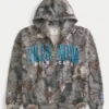 Boxig hoodie med dragkedja och Villanova Wildcats-tryck i kamouflage Boxig hoodie med dragkedja och Villanova Wildcats-tryck i kamouflage