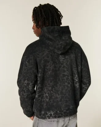 Boxig hoodie med leopardmönster och Dodge Hellcat-tryck