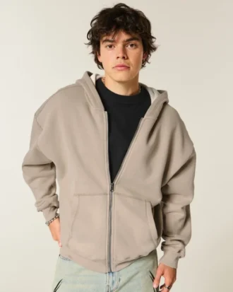 Boxig hoodie med termofoder och dragkedja