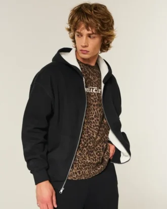 Boxig hoodie med termofoder och dragkedja