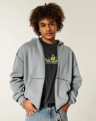Boxig hoodie med termofoder och dragkedja