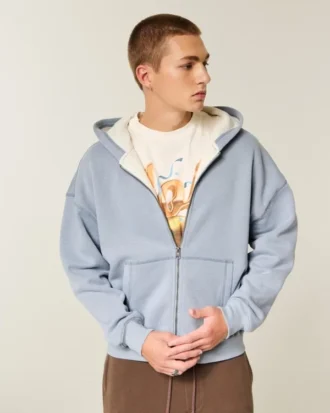 Boxig hoodie med termofoder och dragkedja