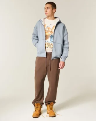 Boxig hoodie med termofoder och dragkedja