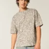 Boxig, kort, tung T-shirt med leopardmönster