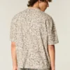 Boxig, kort, tung T-shirt med leopardmönster