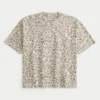 Boxig, kort, tung T-shirt med leopardmönster