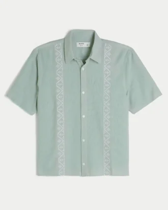 Boxig kortärmad broderad skjorta