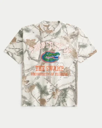 Boxig, kraftig T-shirt med University of Florida Gators-tryck i kamouflage