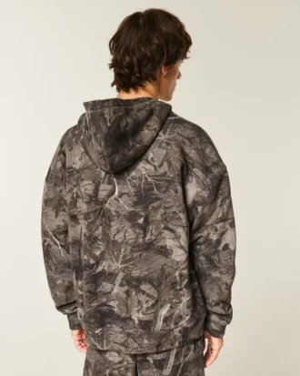 Boxig, termofodrad hoodie med dragkedja i kamouflage