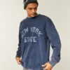 Boxig, tung långärmad T-shirt med tryck från delstaten New York Boxig, tung långärmad T-shirt med tryck från delstaten New York