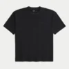 Boxig, tung T-shirt med mikro-logo och rund halsringning