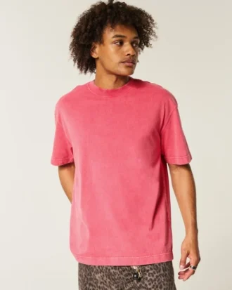 Boxig tvättad T-shirt i kraftig kvalitet