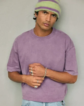Boxy Crop Heavyweight Washed Crew T-shirt