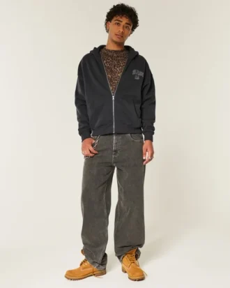 Boxy Hollywood Graphic Zip-Up Hoodie Boxy Hollywood Graphic Zip-Up Hoodie