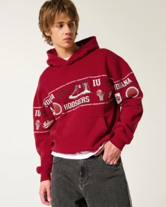 Boxy Indiana University Hoosiers grafisk hoodie