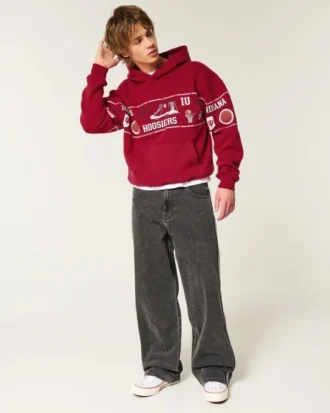 Boxy Indiana University Hoosiers grafisk hoodie