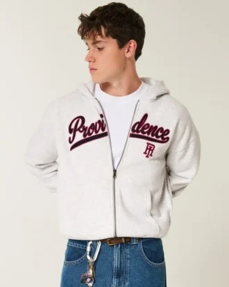 Boxy Providence Rhode Island grafisk hoodie med dragkedja Boxy Providence Rhode Island grafisk hoodie med dragkedja