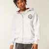 Boxy Texas A&M University Aggies grafisk hoodie med dragkedja