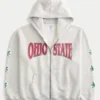 Boxy The Ohio State University Buckeyes grafisk hoodie med dragkedja