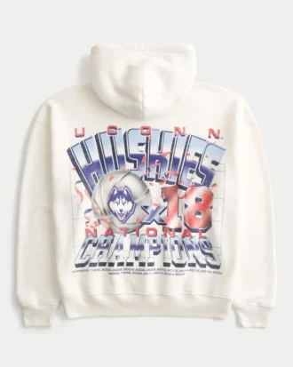 Boxy University of Connecticut Huskies grafisk hoodie